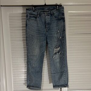 Old Navy Women's Ski-Hi Straight Distressed Jeans